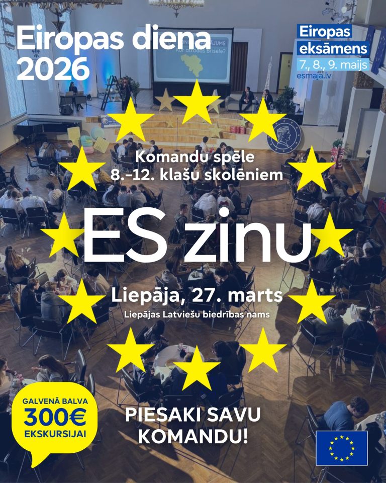 Izzinoši azartiska komandu spēle “ES zinu” 8.–12. klašu skolēniem