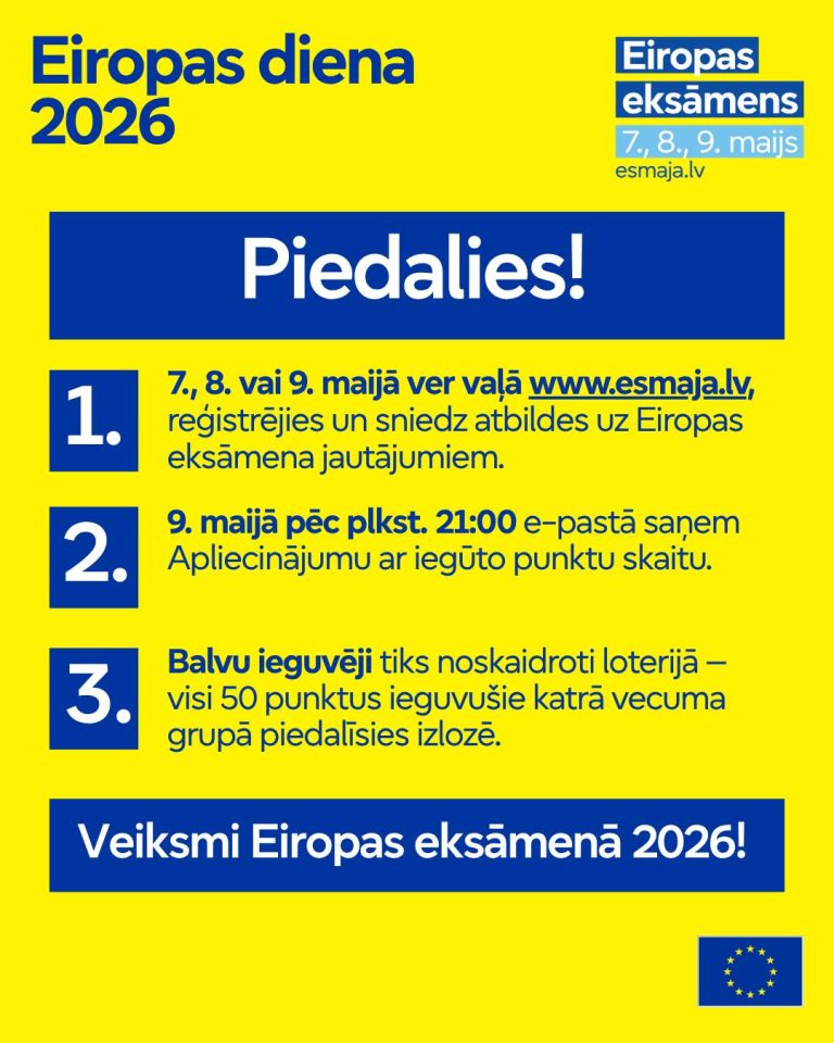 7., 8., 9. maijā piedalies Eiropas eksāmenā 2026!!!
