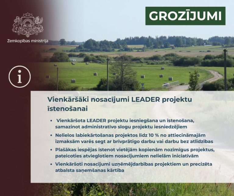 Ministru kabinets apstiprinājis vienkāršākus nosacījumus LEADER projektu īstenošanai